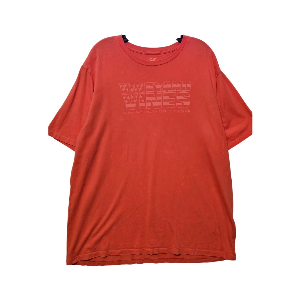 Vineyard Vines Mens XL Coral Pink American Flag Logo Graphic T-Shirt Cotton 1613